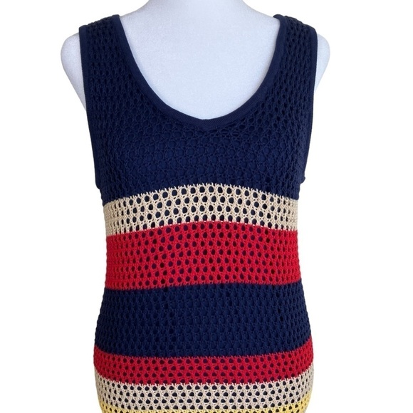 Cato Crochet Maxi Dress Retro 70s Boho Beach Dress Colorblock Striped Sz M - Picture 4 of 16